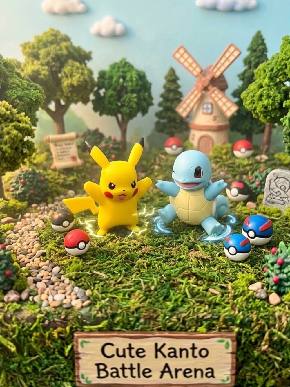 ⚡️ Pikachu & Squirtle 🐢 Pokemon Battle Figure Pack - Yellow & Blue Brand New